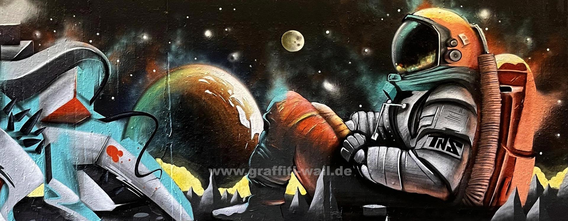 Graffiti Wall | Astronaut auf einer fremden Welt